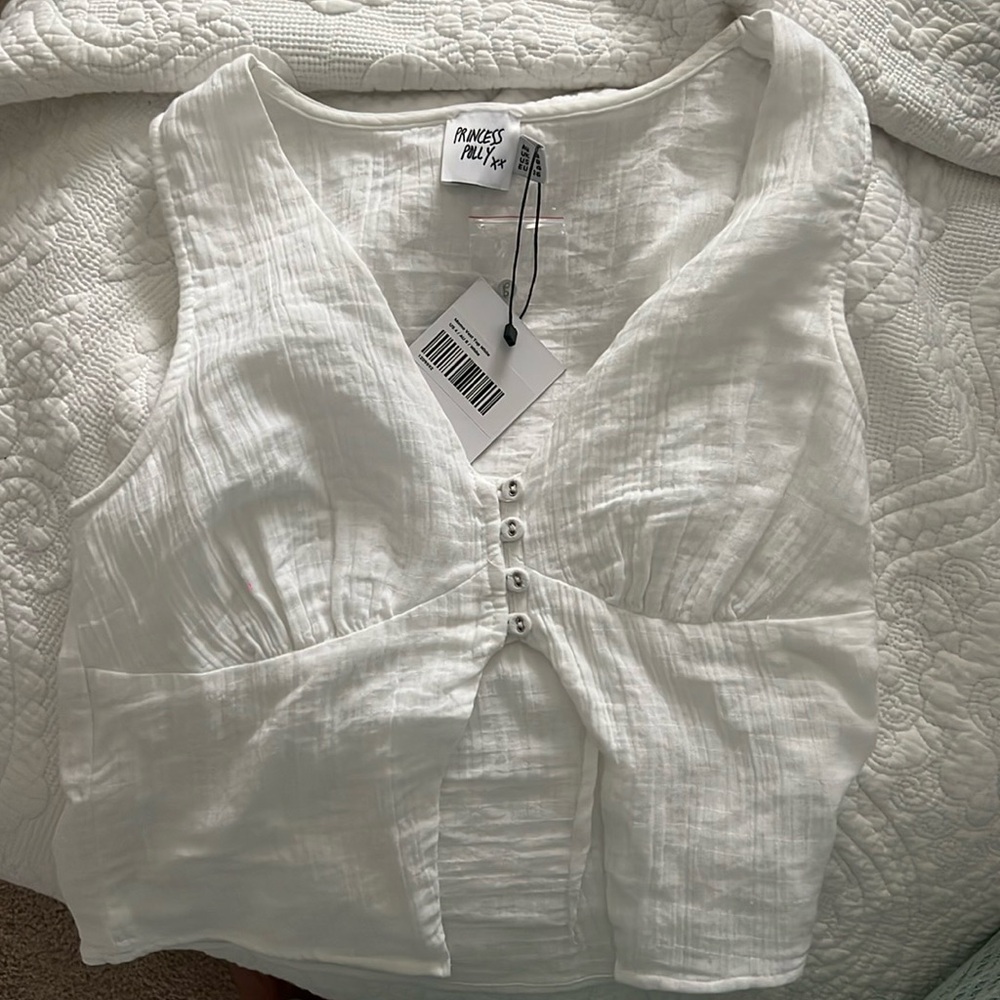 Princess Polly white vest crop top